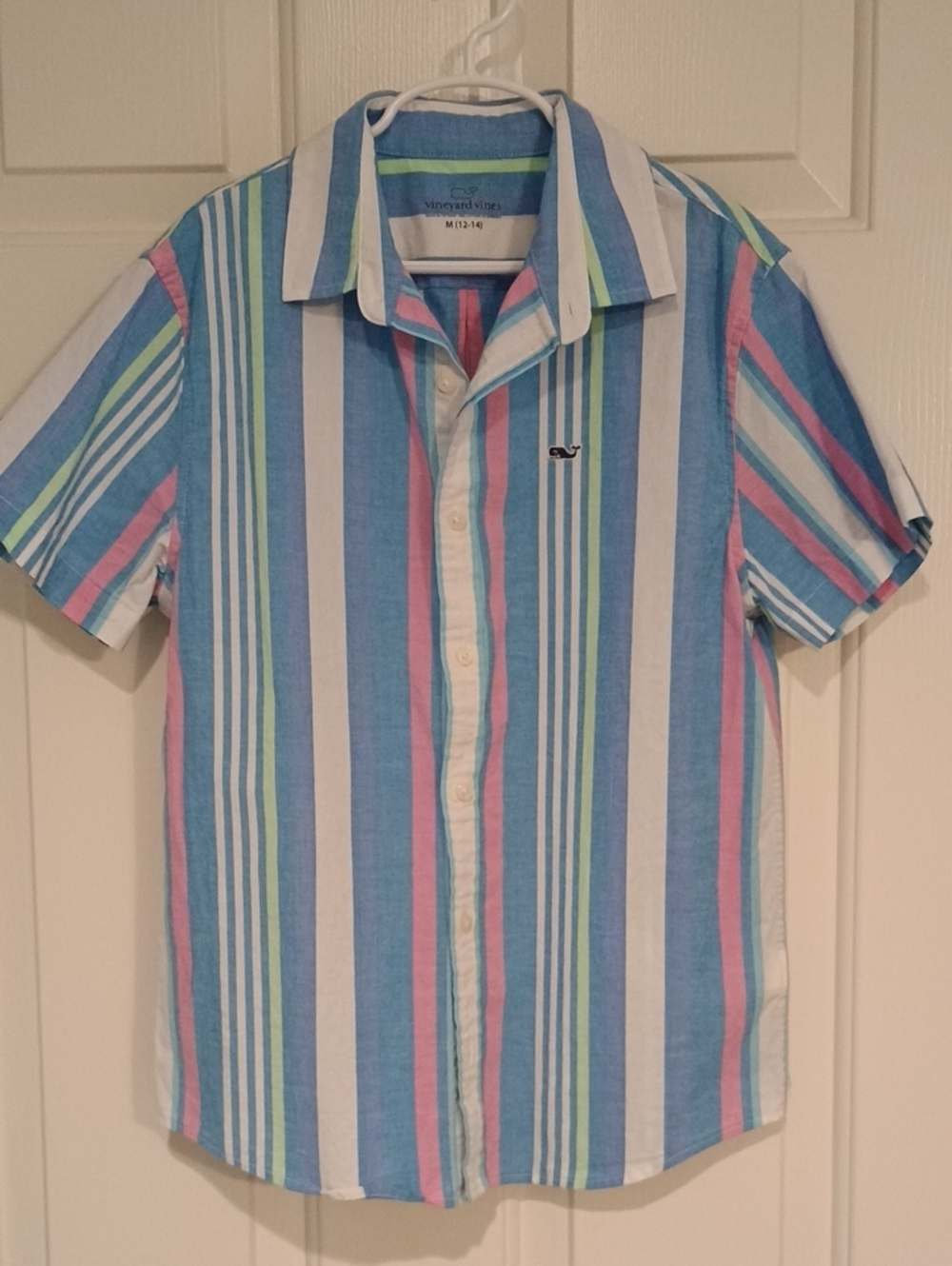Vineyard Vines Blue, White & Pink Striped Kids Button-Down Shirt